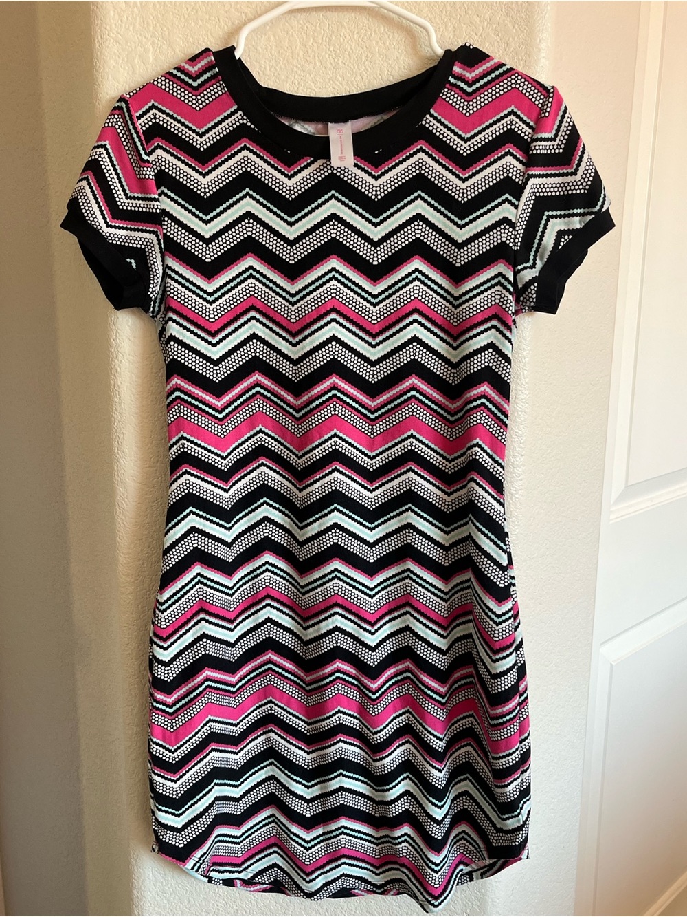 No Boundaries Pink Black Chevron Mini Dress